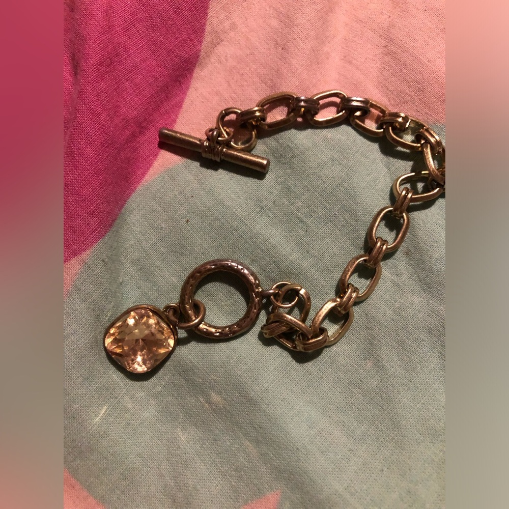 Chic Custom Designed Creations Gold Bracelet with Crystal Accent
